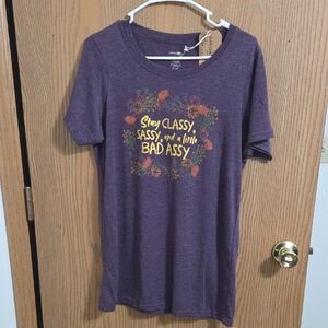 Natural Life Purple Tee with Floral Design